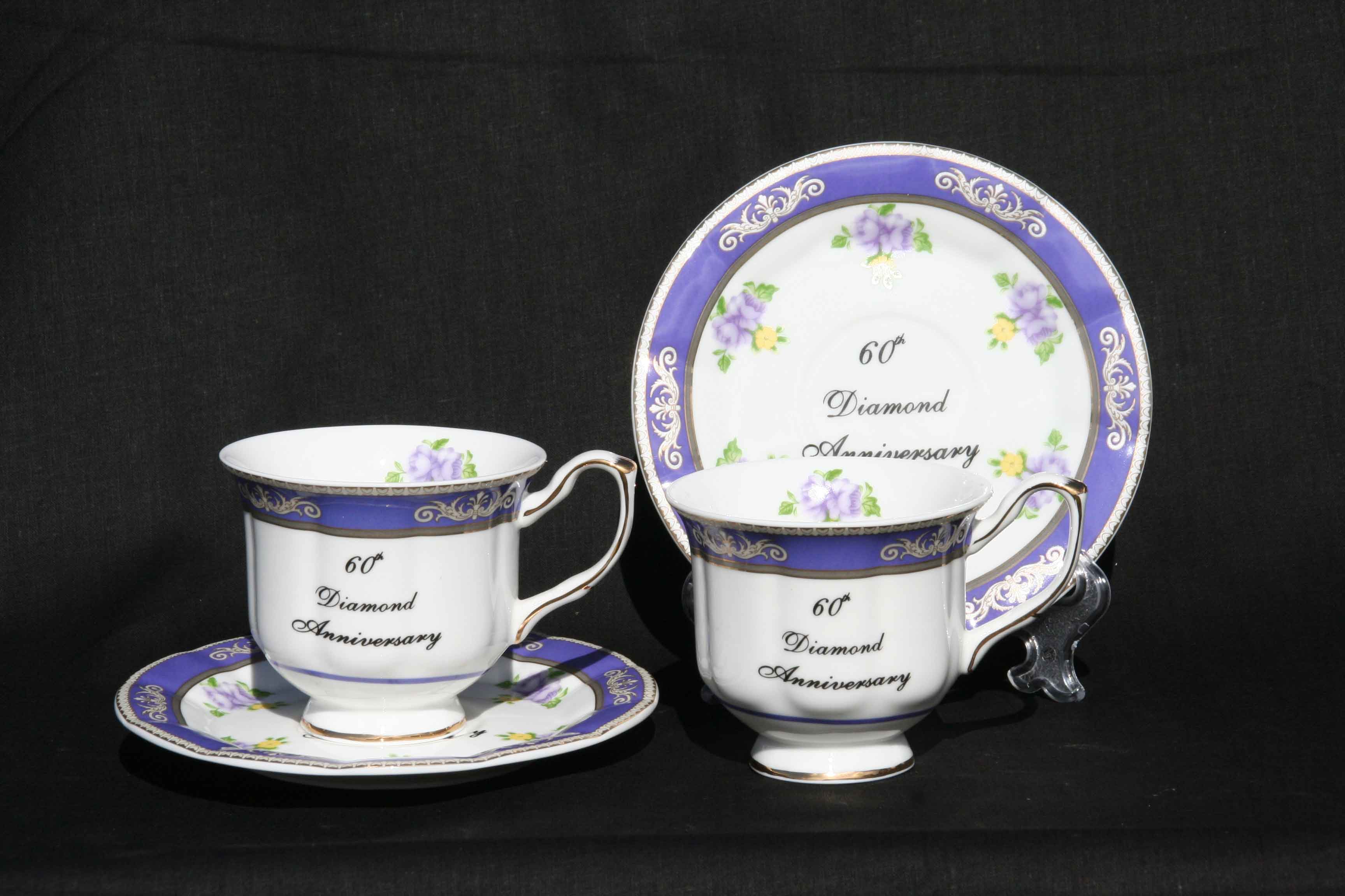 60th Anniversary 2 cup and saucer set
